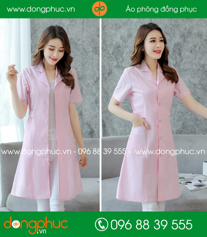 Áo blouse đồng phục y tá - Bác sĩ màu hồng nhạt